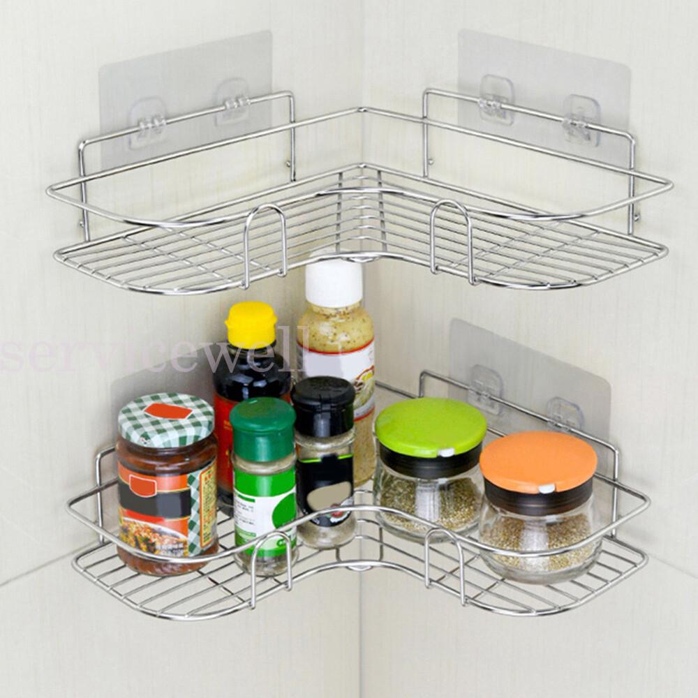 Stainless Steel Shower Caddy Corner Storage Shelf Holder Rack Organiser - Image 6
