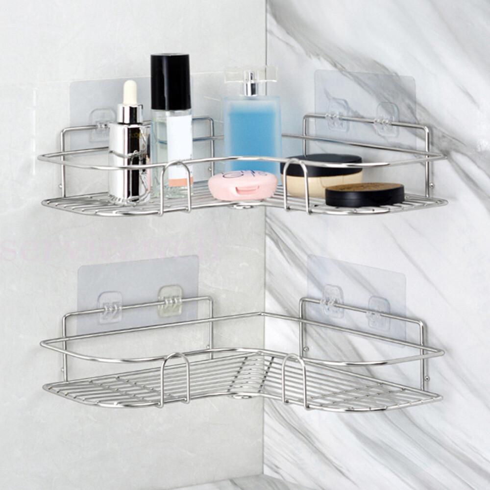 Stainless Steel Shower Caddy Corner Storage Shelf Holder Rack Organiser - Image 7