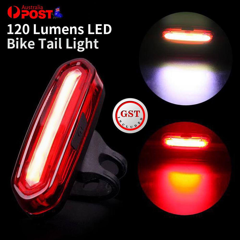 2x 120 Lumens LED Bike Tail Light USB Rechargeable Powerful Bicycle Rear Light