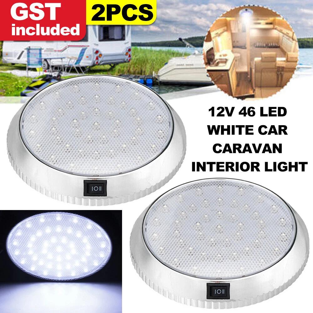 12V 46 LED Car Caravan Interior Light Bright Light Ceiling Round Dome Roof