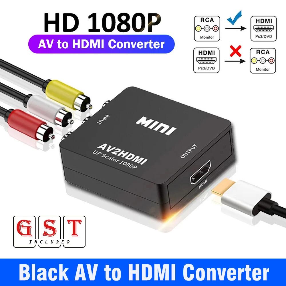 2x AV to HDMI AV2HDMI Composite RCA CVBS 3RCA Video Cable Converter 1080p