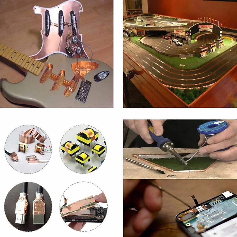 2x Conductive Copper Adhesive Foil High Heat Temperature Tape 6mm*20m - Image 2