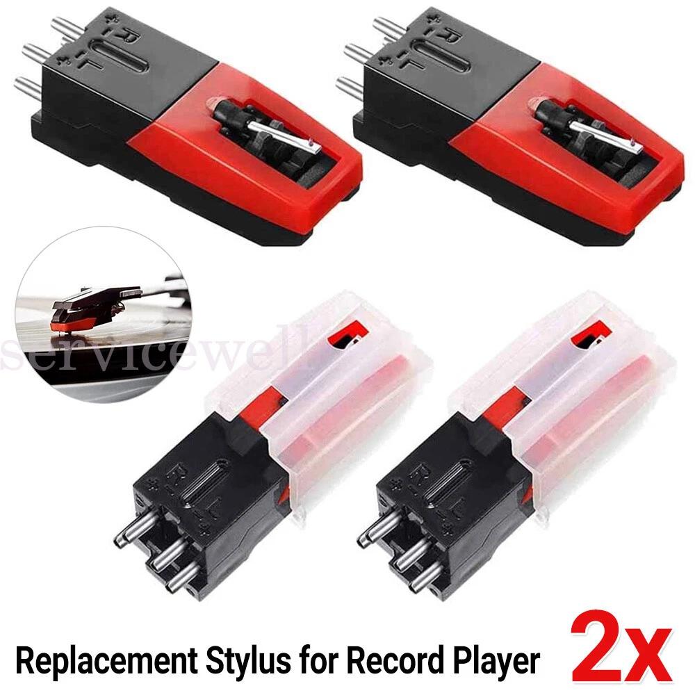 2x Turntable Diamond Stylus Needle For LP Record Player Phono Ceramic Cartridge