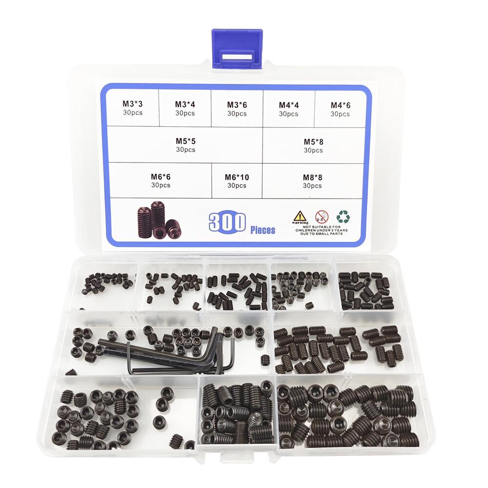 300Pcs M3/M4/M5/M6/M8 Carbon-Steel Hex Socket Set Grub Screws Kit+5Pcs Keys AUS - Image 3