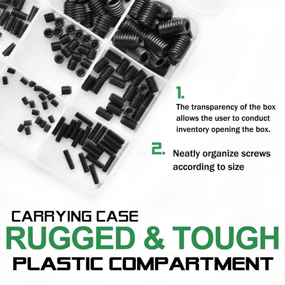 300Pcs M3/M4/M5/M6/M8 Carbon-Steel Hex Socket Set Grub Screws Kit+5Pcs Keys AUS - Image 4