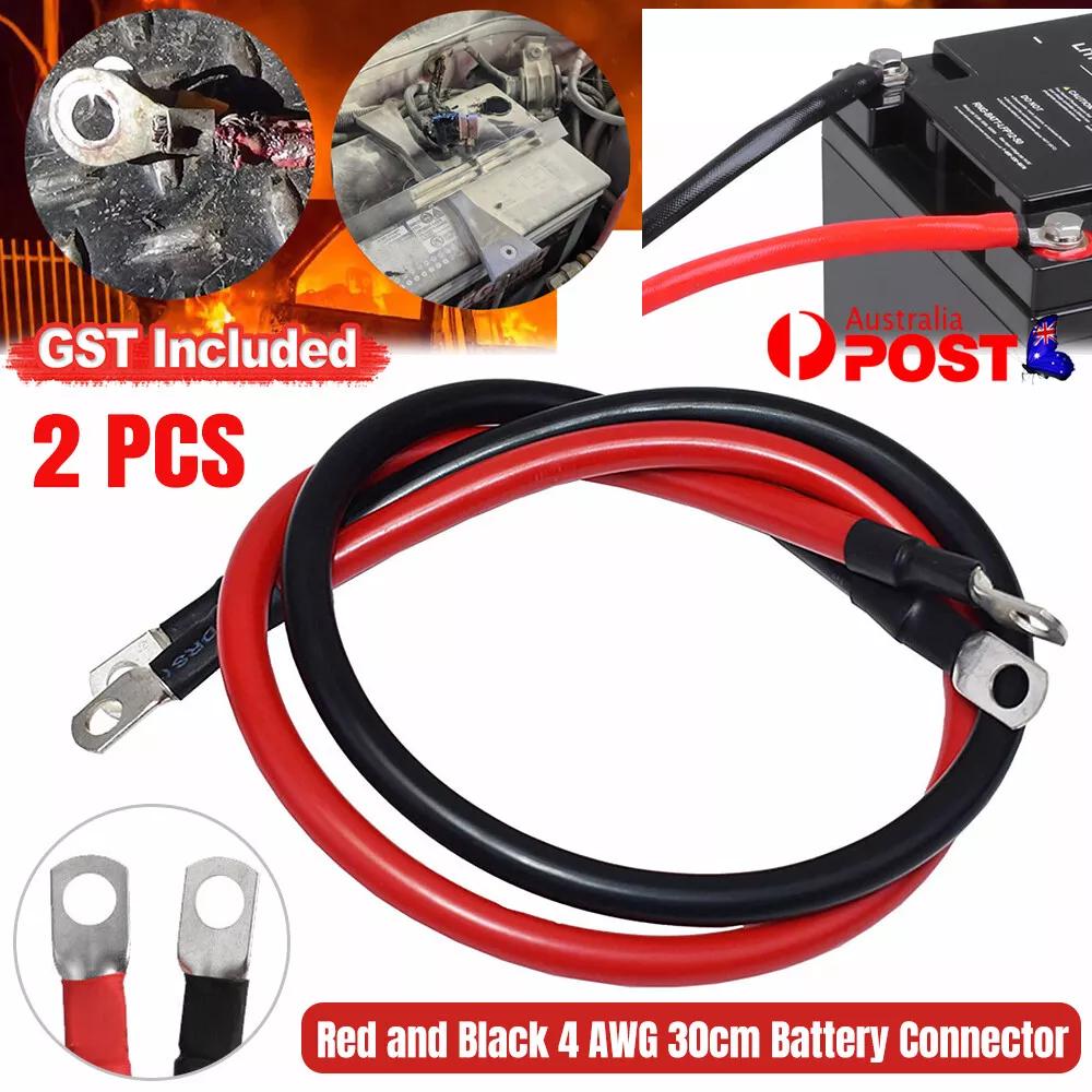 30cm Battery Joiner Connector DC Lead Wire Cable and lugs 100A 12v 24V Red + Black