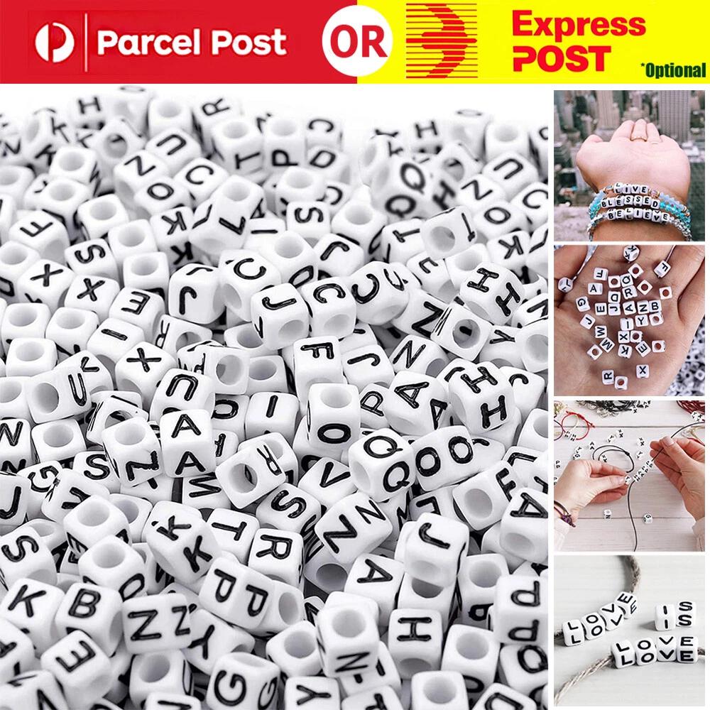 320X Mixed Alphabet Letter Cube Craft Charms Beads 6mm Handmade White and Black