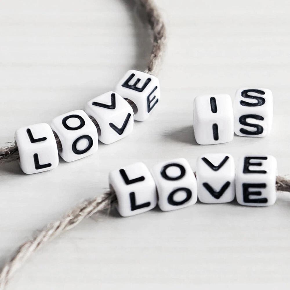 320X Mixed Alphabet Letter Cube Craft Charms Beads 6mm Handmade White and Black - Image 5