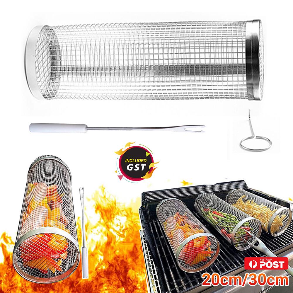 360° BBQ Grilling Basket Grill Camping Net Meat Vegetable Cooking Kitchen Tool