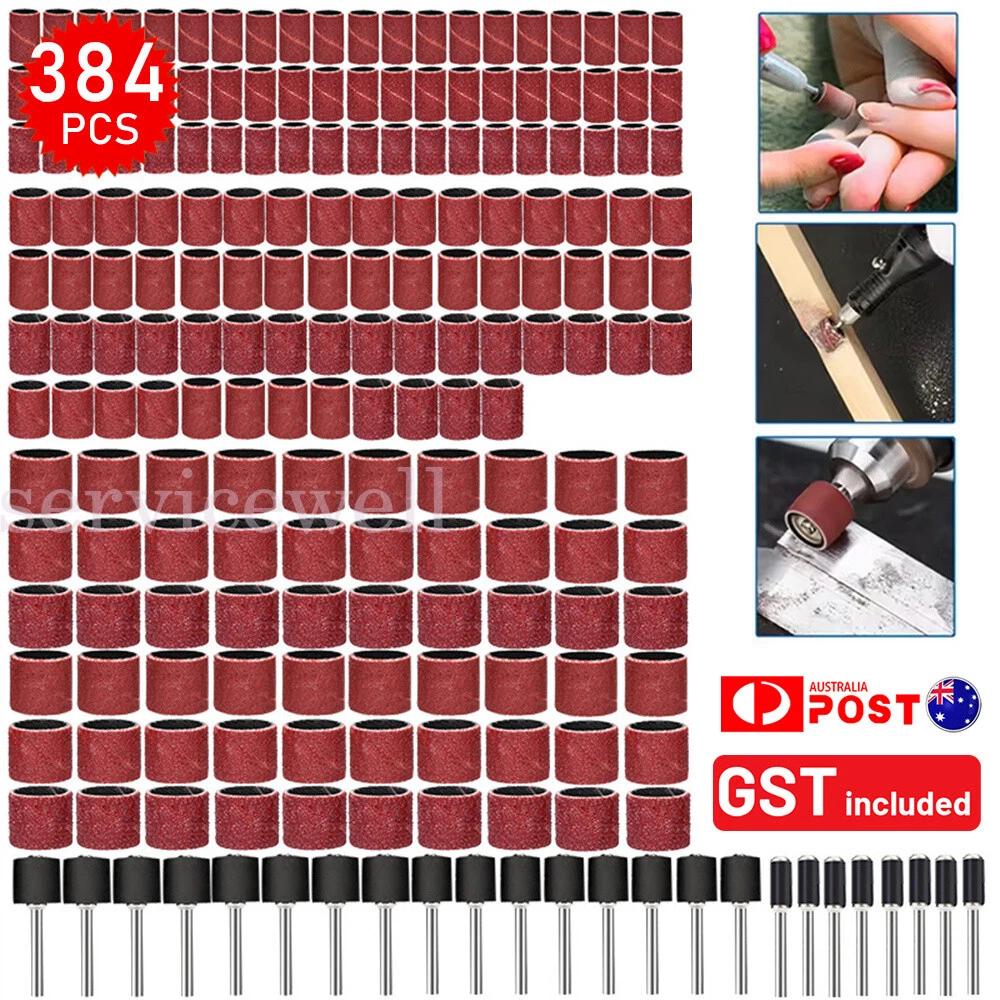 384Pcs Drum Sanding Kit Nail Drill Bits For Dremel Accessories Rotary Tool