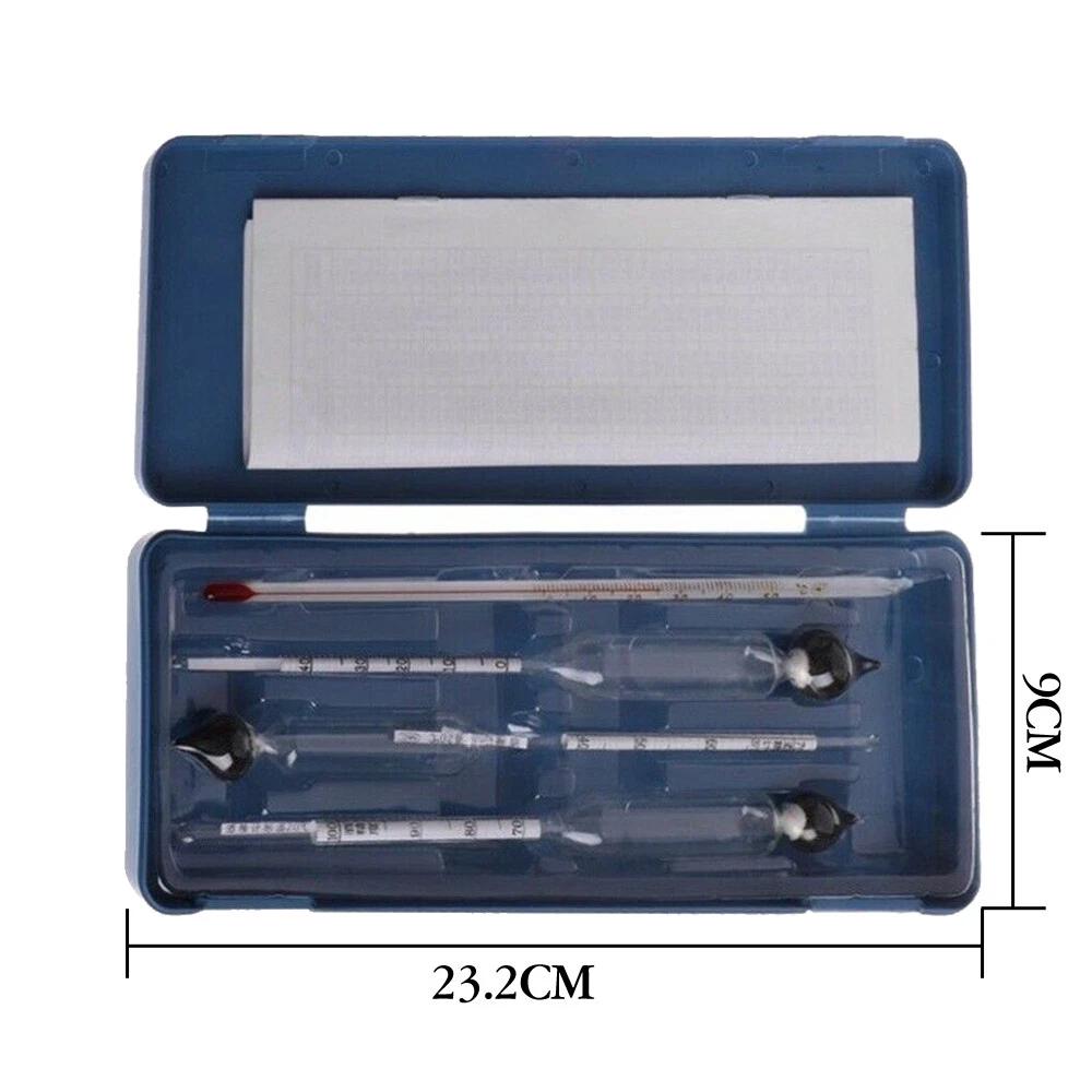 3Pcs 0-100% Hydrometer Alcoholmeter Alcohol Tester Meter+Thermometer Tool Set AU - Image 4