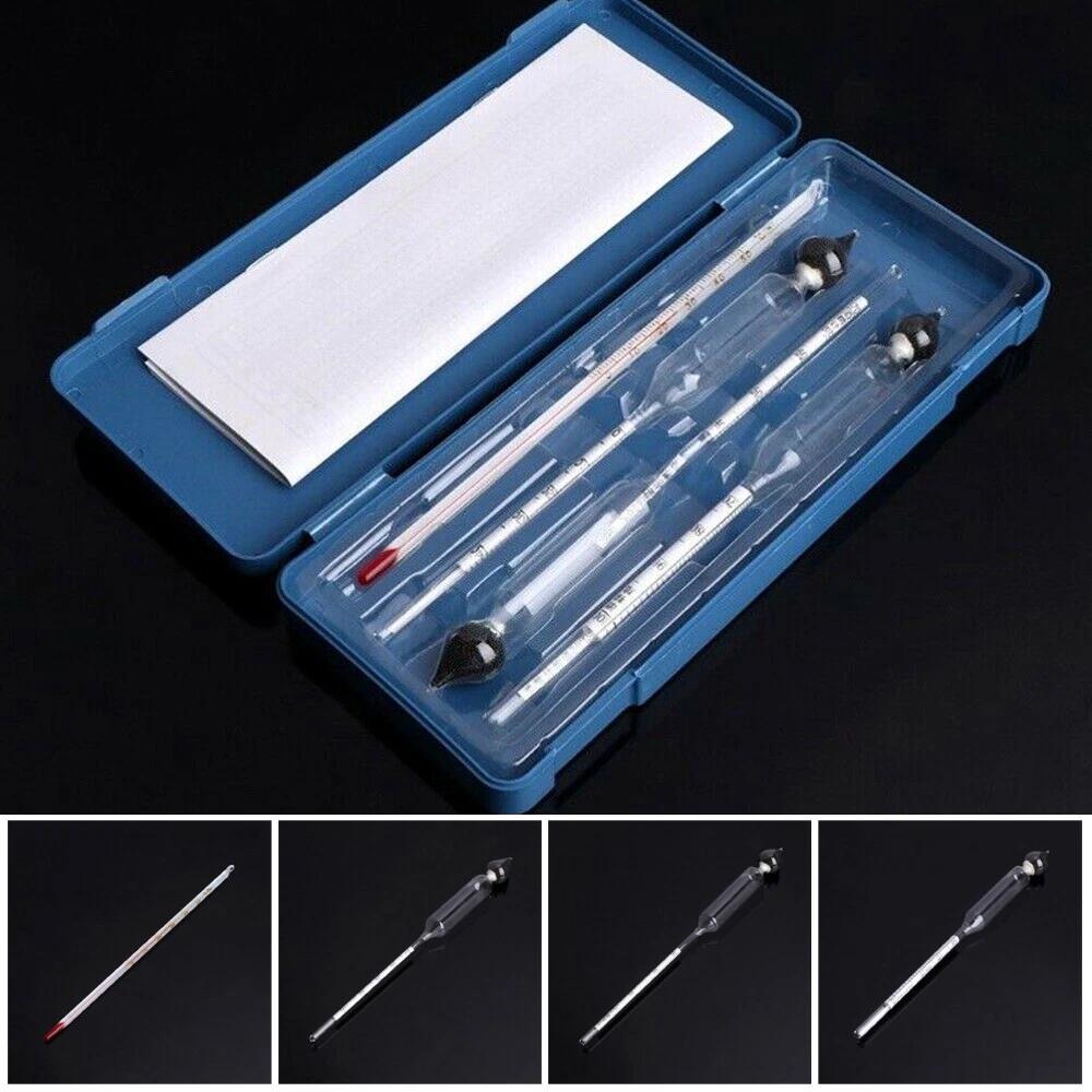 3Pcs 0-100% Hydrometer Alcoholmeter Alcohol Tester Meter+Thermometer Tool Set AU - Image 2