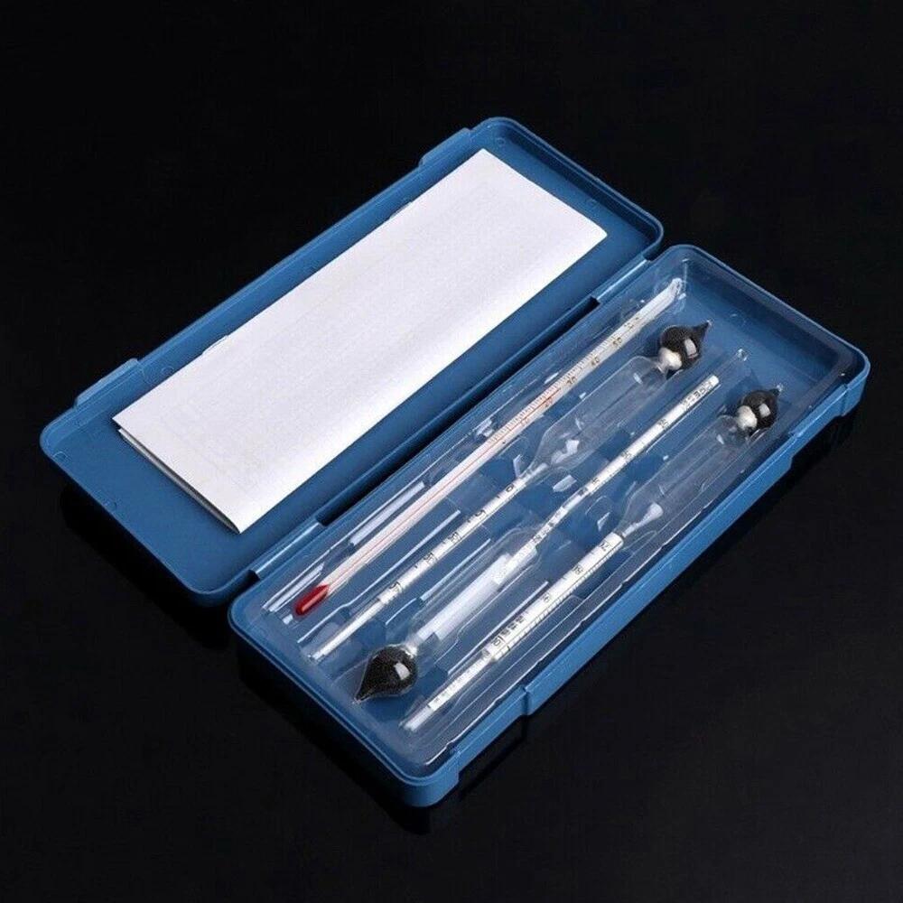 3Pcs 0-100% Hydrometer Alcoholmeter Alcohol Tester Meter+Thermometer Tool Set AU - Image 3