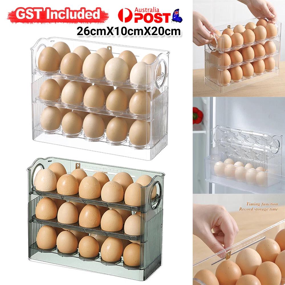 3Tier Dispenser Storage Rack Stand Space Saver Flip Tray Refrigerator Egg Holder