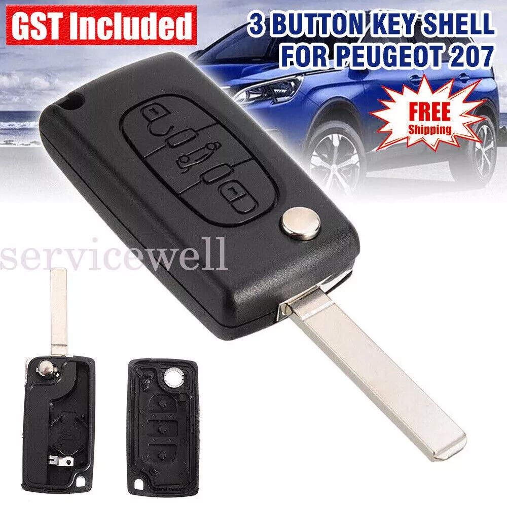 3 Button Flip Remote Key Fob Case Shell for Peugeot 207 307 407 SW 308 607