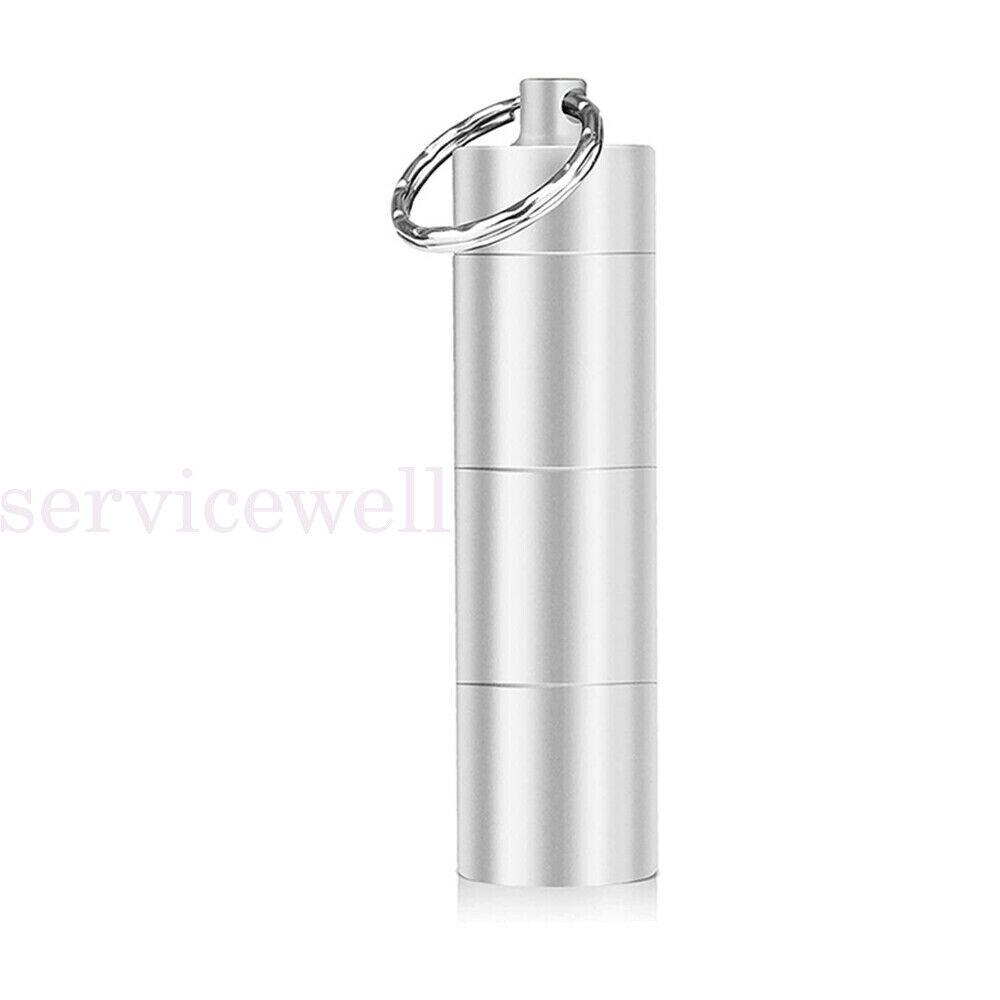 3 Layers Portable Aluminum Waterproof Medicine Storage Bottle Pill Box Keychain - Image 5