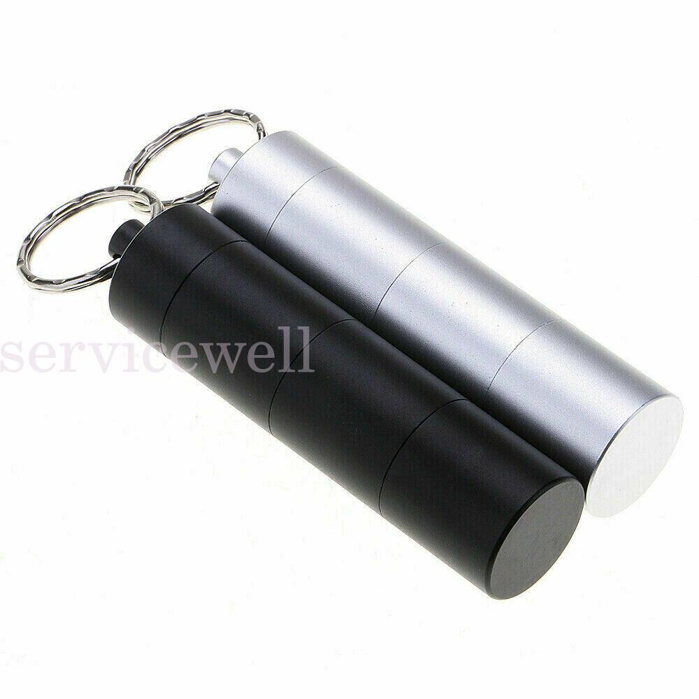 3 Layers Portable Aluminum Waterproof Medicine Storage Bottle Pill Box Keychain - Image 2
