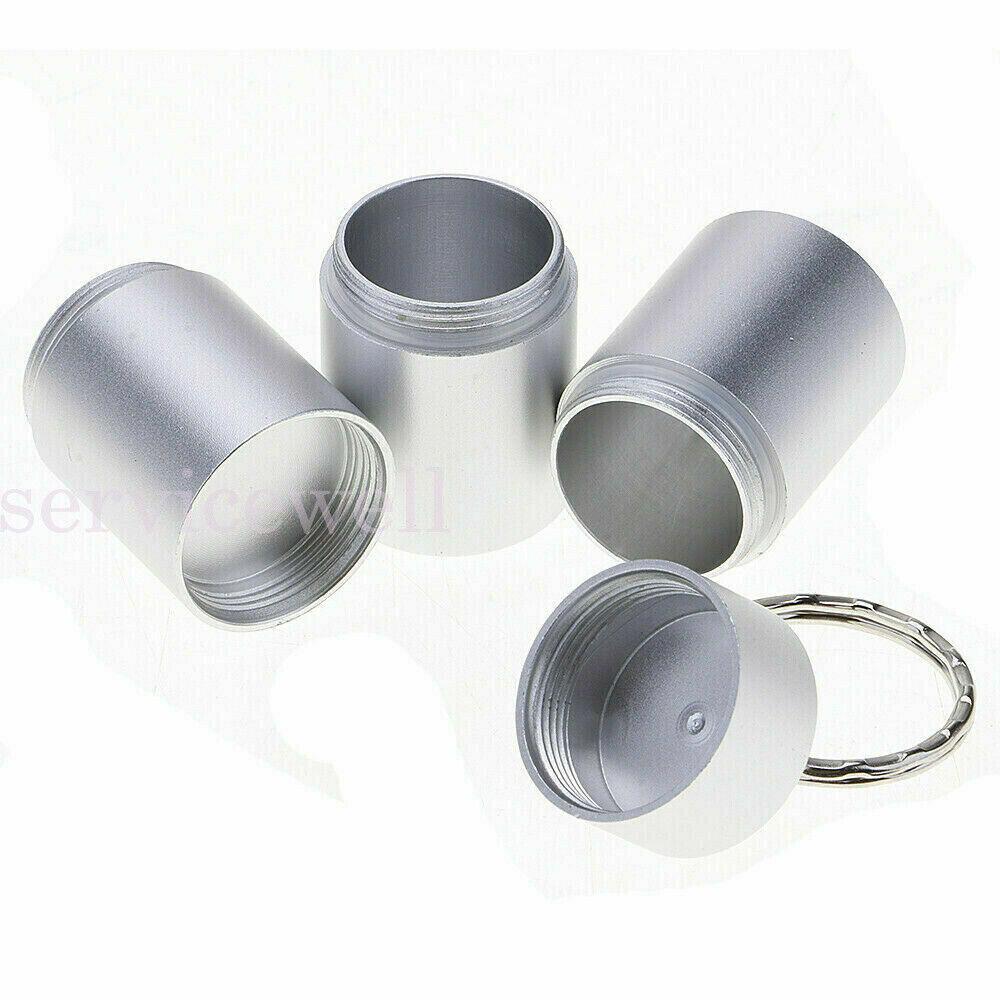 3 Layers Portable Aluminum Waterproof Medicine Storage Bottle Pill Box Keychain - Image 6