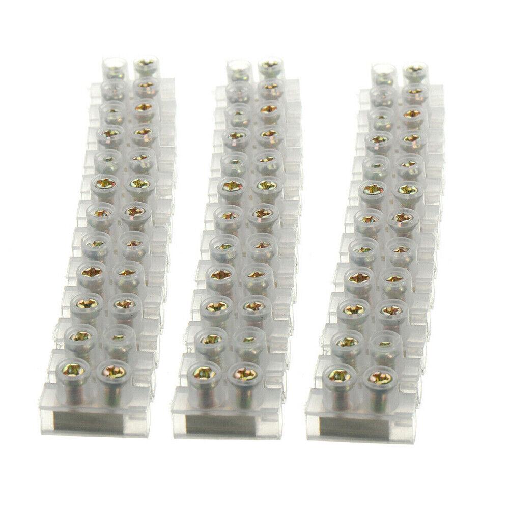 3pcs 12 Positions 3A Dual Rows Covered Barrier Screw Terminal Block Wire Strips - Image 7