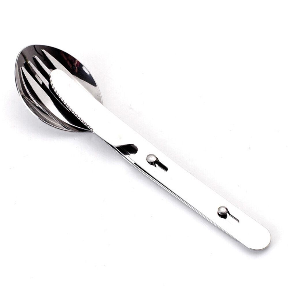 3pcs Folding Cutlery Set Camping Safety Foldable Fork Spoon Utensil Travel - Image 4