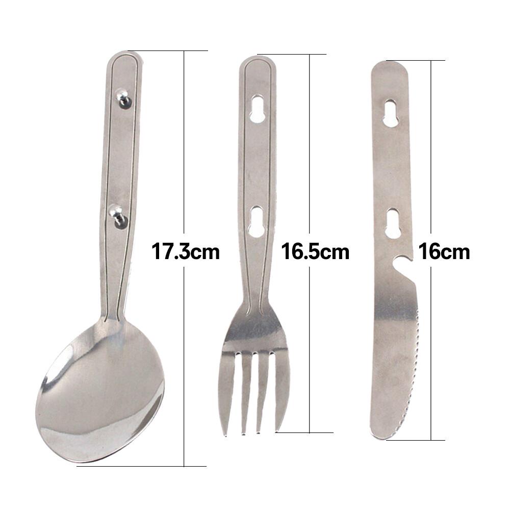 3pcs Folding Cutlery Set Camping Safety Foldable Fork Spoon Utensil Travel - Image 2