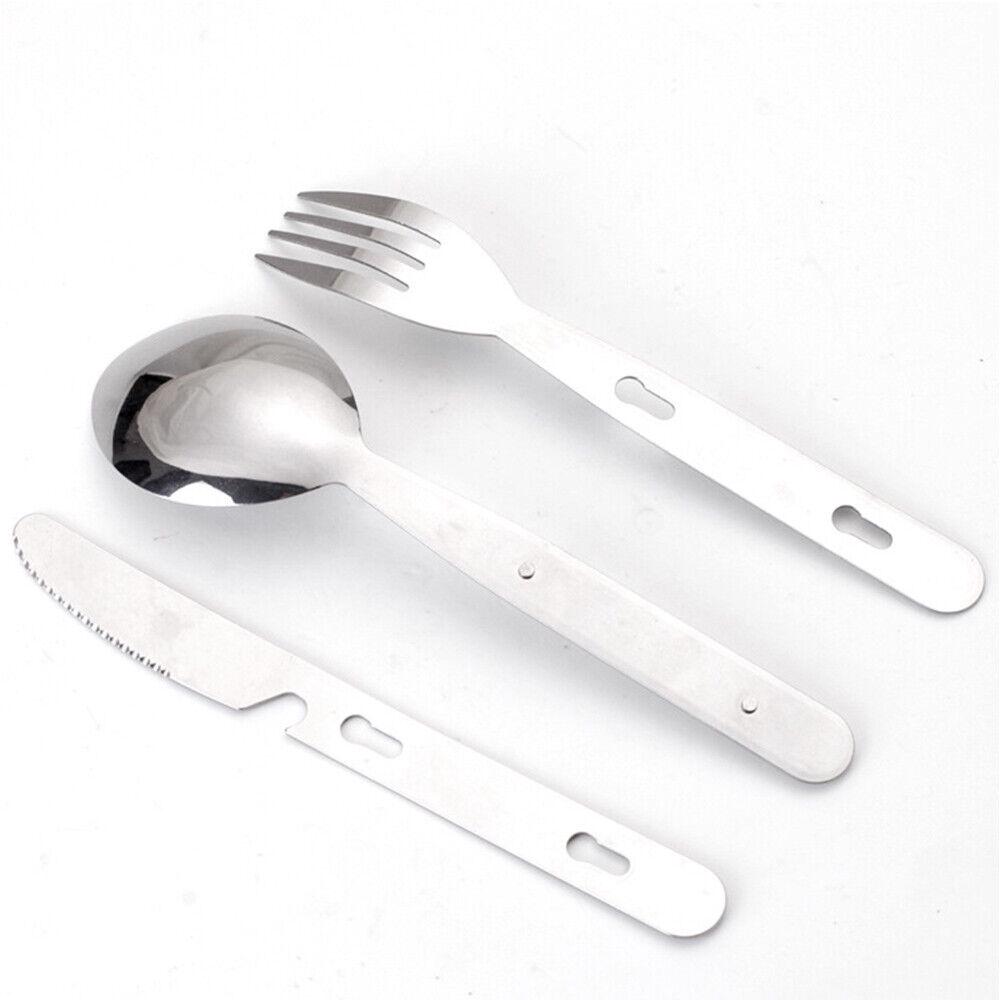 3pcs Folding Cutlery Set Camping Safety Foldable Fork Spoon Utensil Travel - Image 5