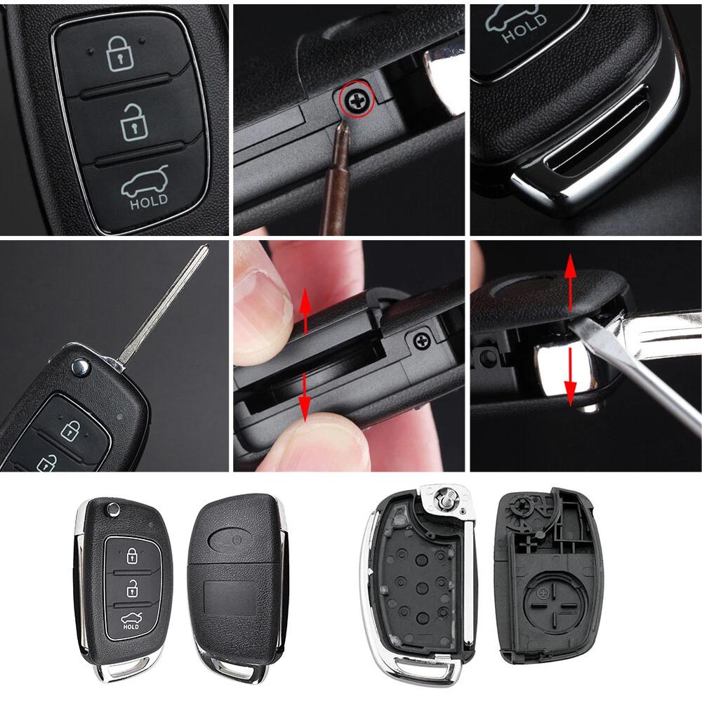 3xButton Flip Key Remote Silicone Case/Shell/Blank For Hyundai Santa Fe iXi20i30 - Image 3