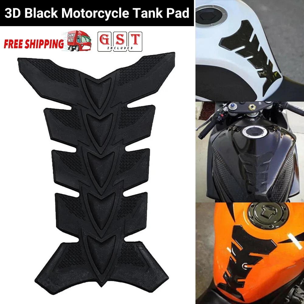 3x 3D Black Motorcycle Gel Oil Gas Fuel Tank Pad Protector Sticker Decal Decro
