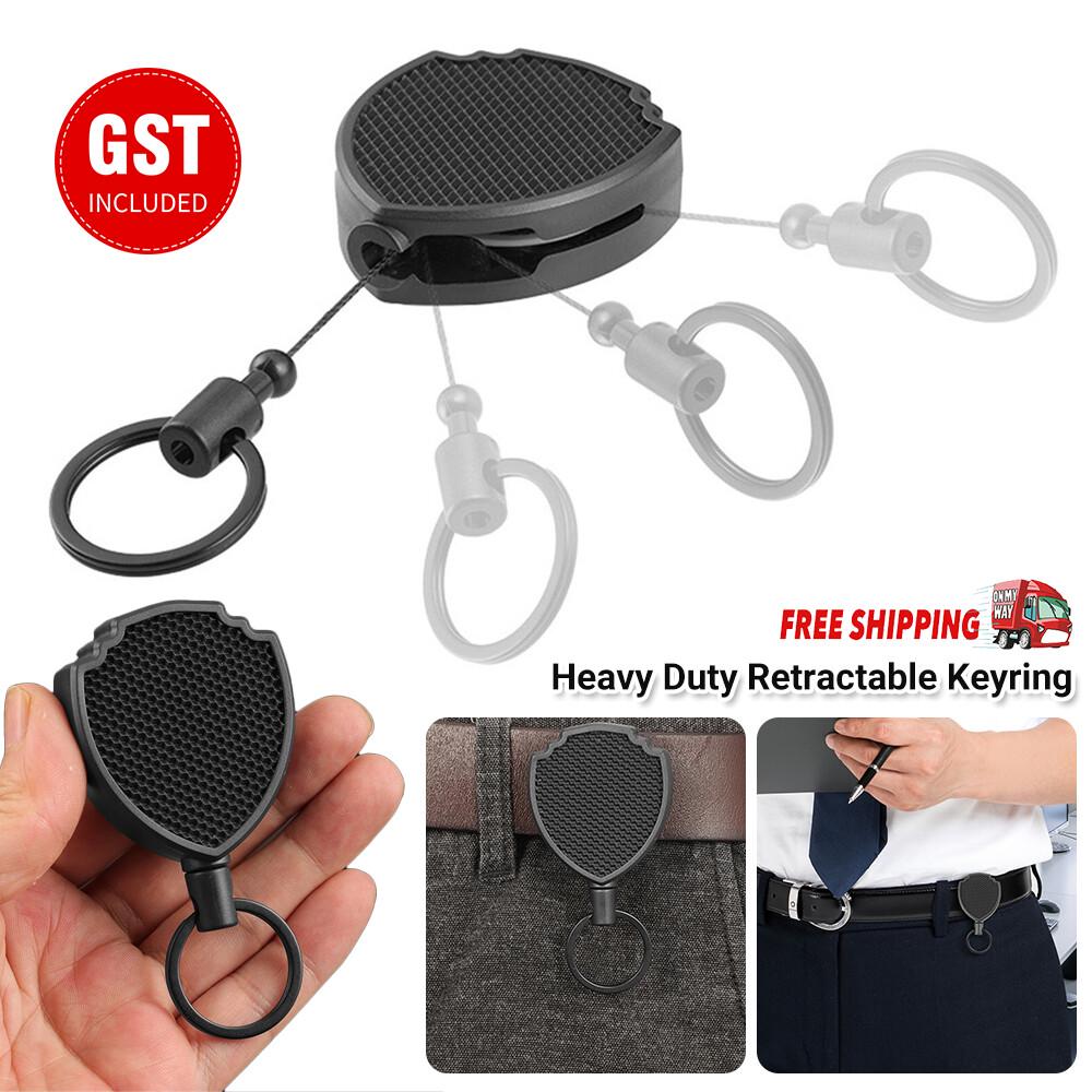 3x Heavy Duty Retractable Reel Clip Key Chain Lanyard Keyring ID Badge Holder