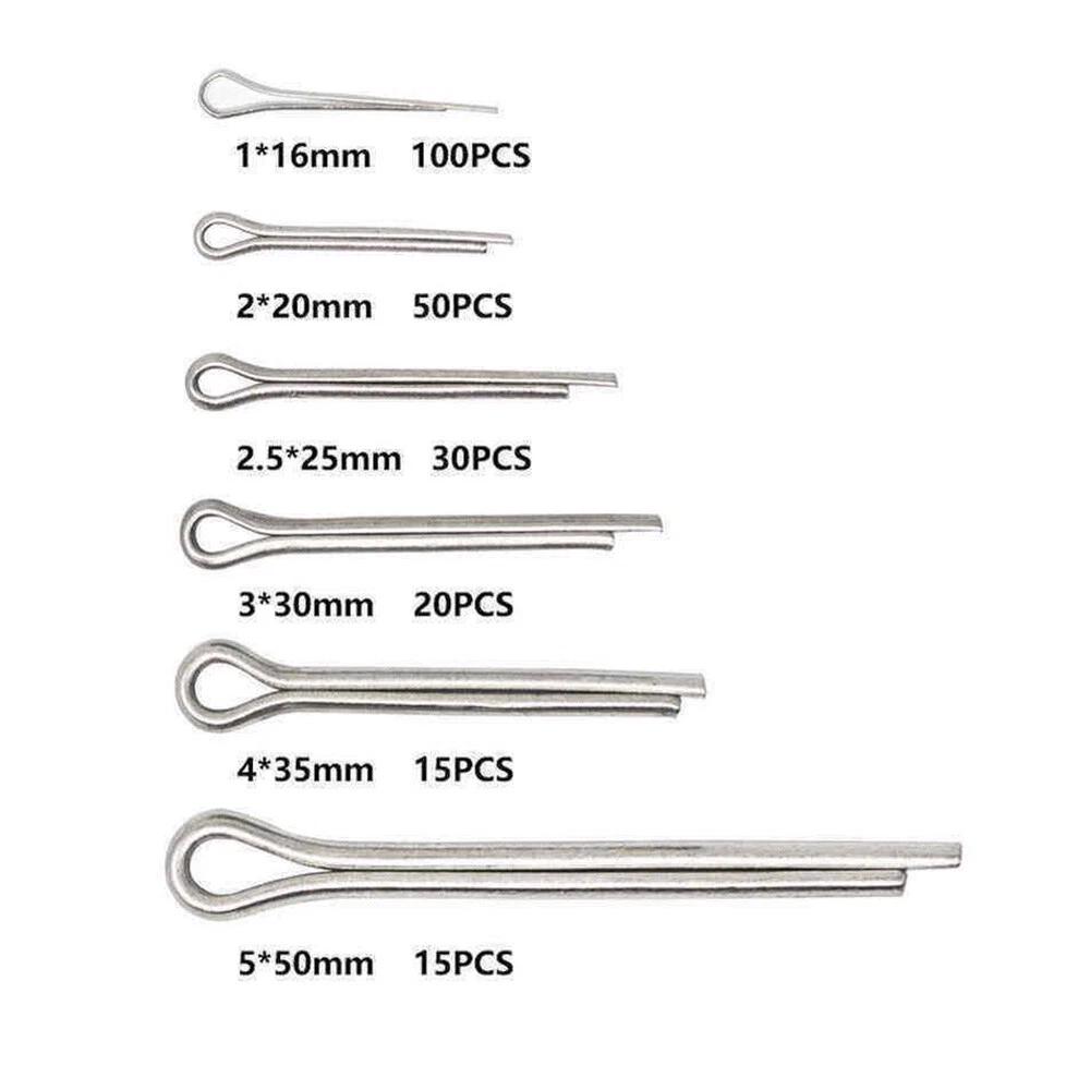 460PCS Stainless Steel Cotter Pin Assortment Set 6 Sizes Split Pins Spring Kit - Image 3
