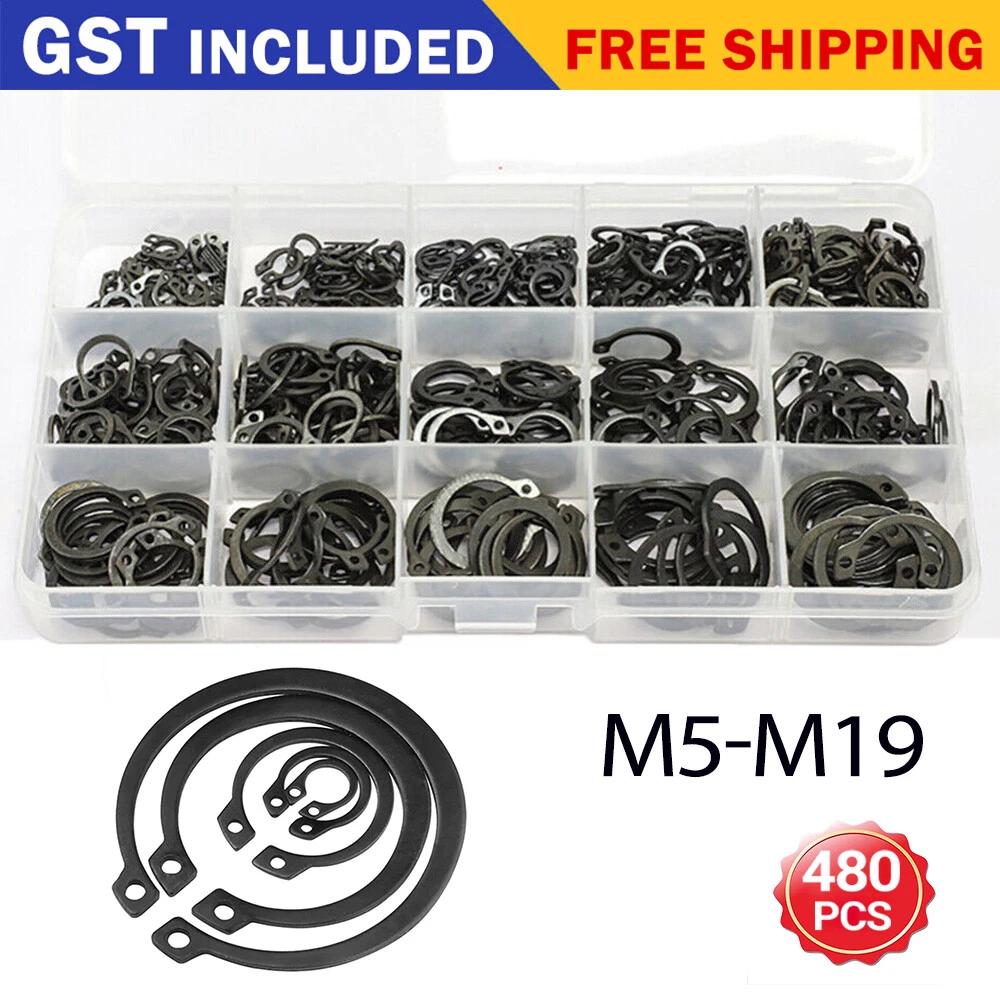 480pcs C-type Metric Internal External Circlip Snap Ring Grab Kit Assortment