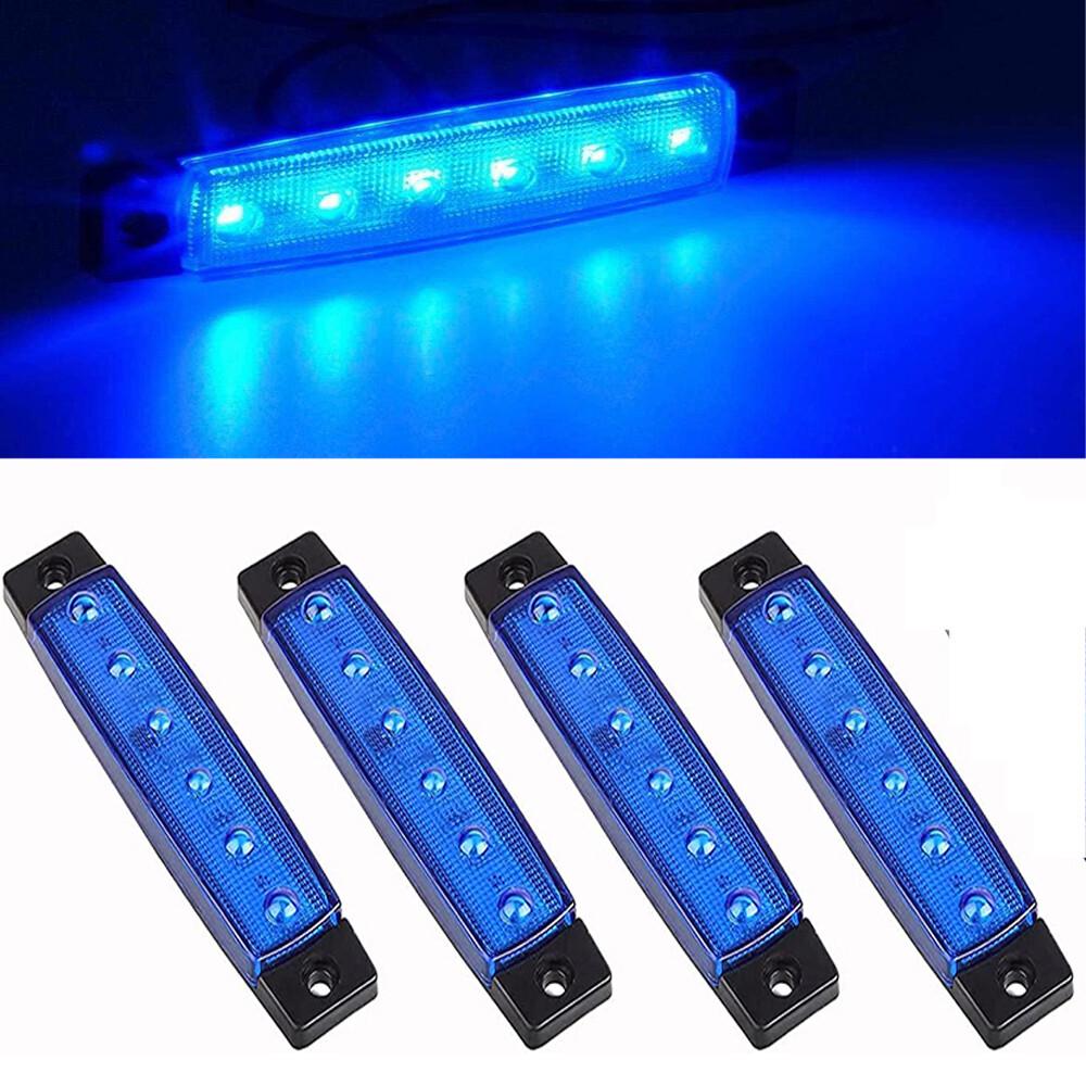 4X Marine Boat 6 LED Lamp Blue Cabin Deck Courtesy Light Stern Transom Lights