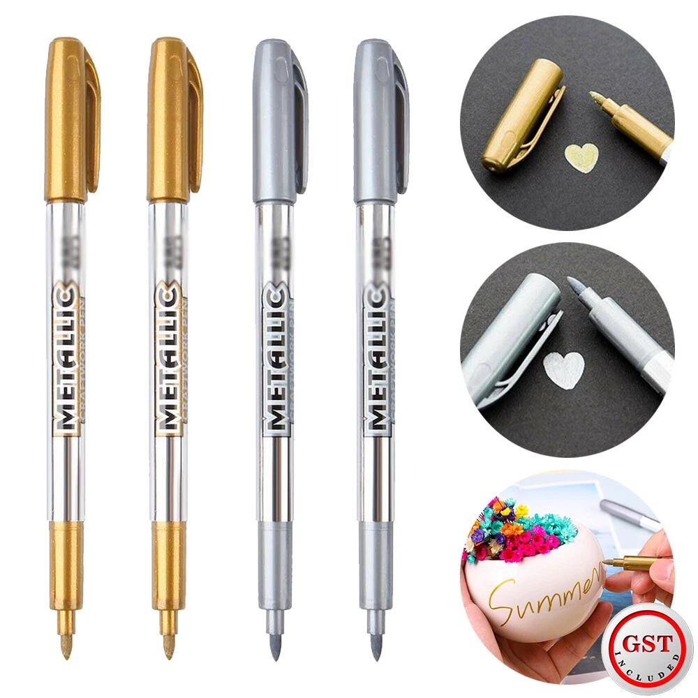 Paint Pen Metal Decor Craftwork Art Painting Metalic Fabric Marker 2Color