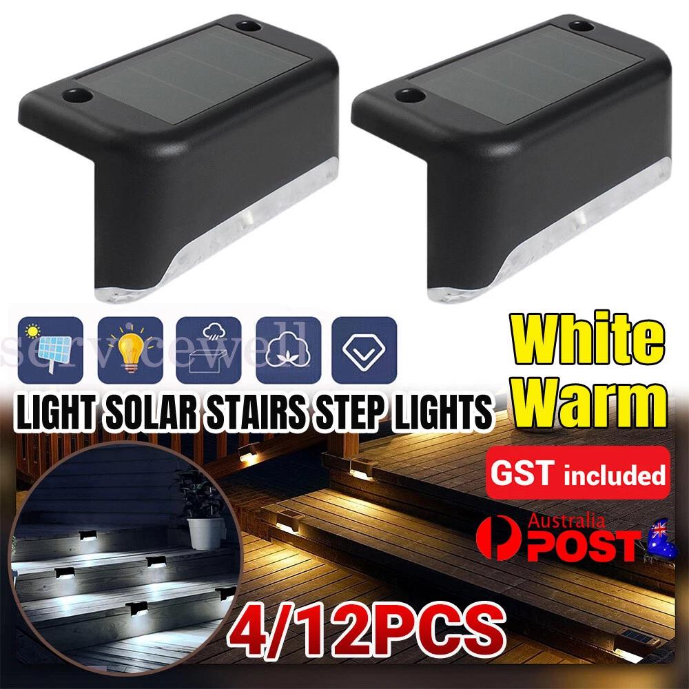 Solar Stairs Step Lights Outdoor Garden Deck Patio Pathway Fence Lamp