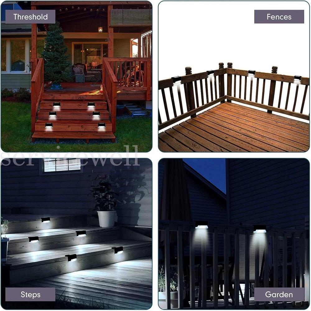 Solar Stairs Step Lights Outdoor Garden Deck Patio Pathway Fence Lamp - Image 5