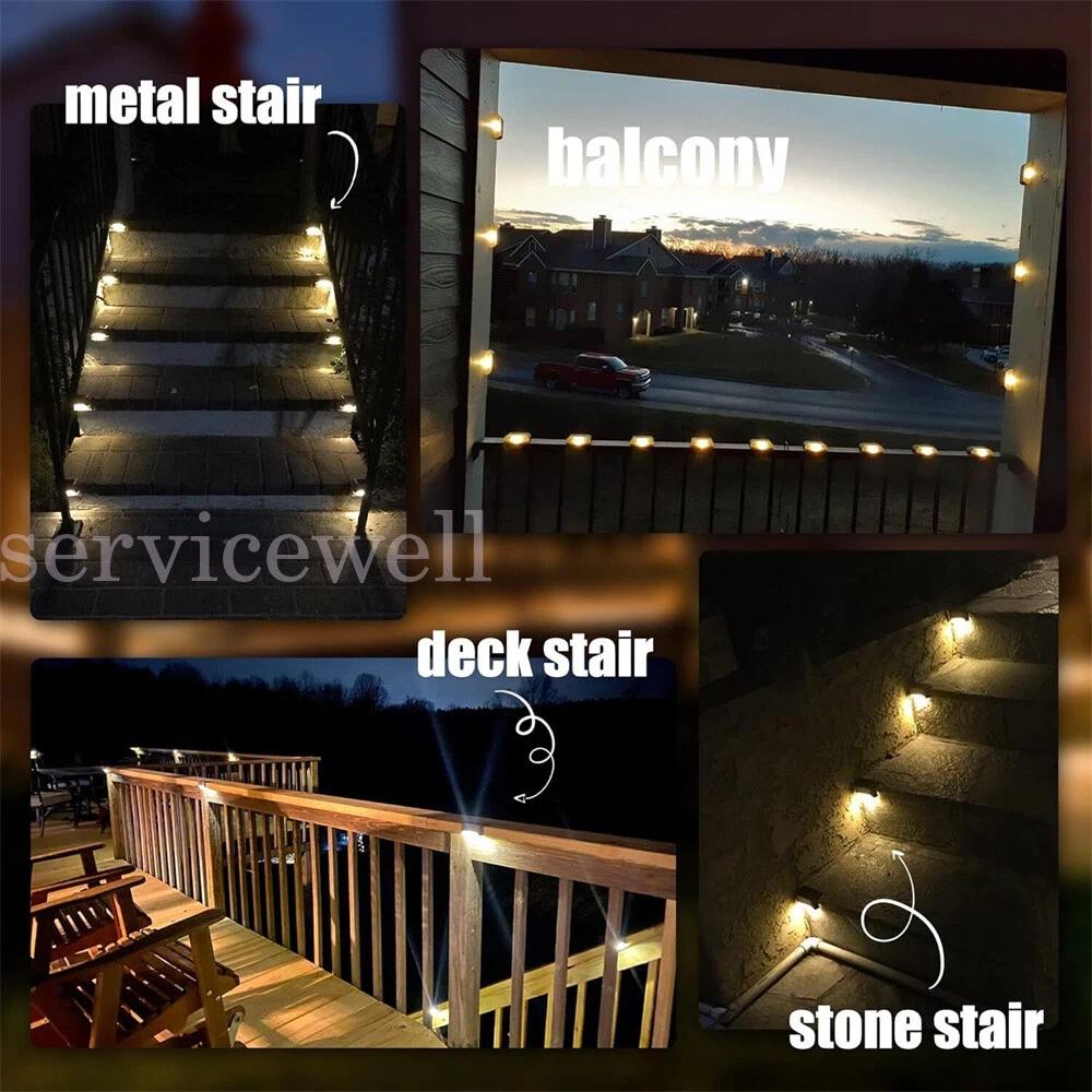 Solar Stairs Step Lights Outdoor Garden Deck Patio Pathway Fence Lamp - Image 3