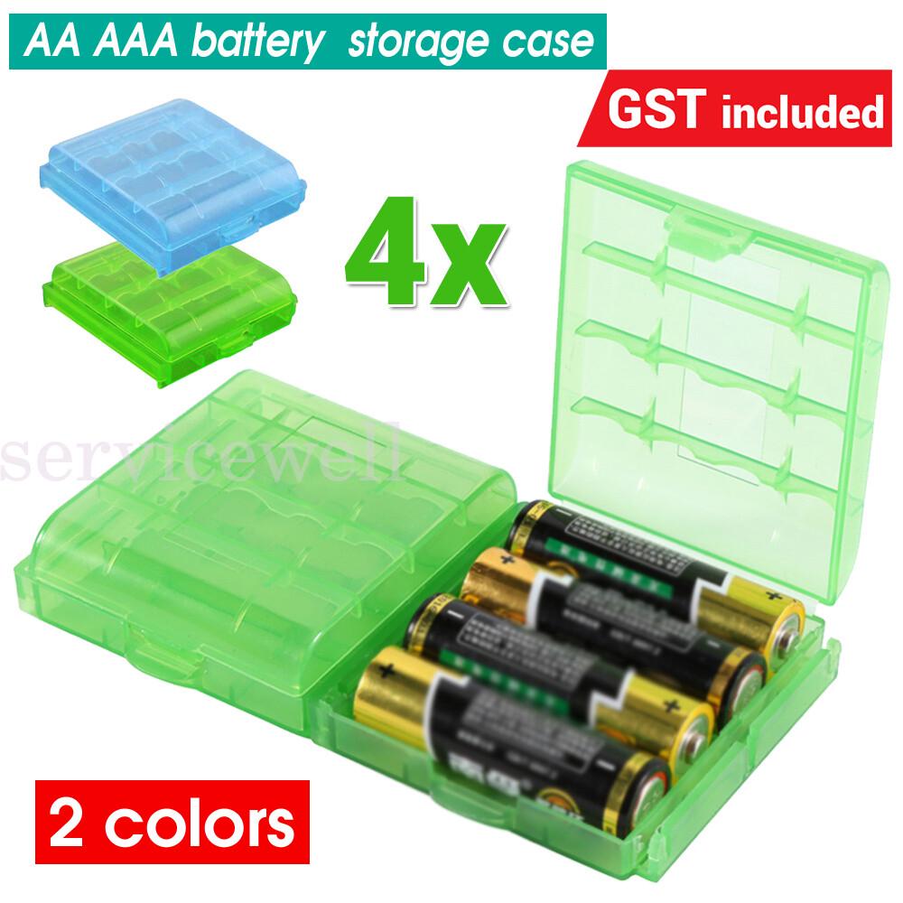 4 x Plastic AA AAA Battery Container Batteries Storage Case Batteries Holder