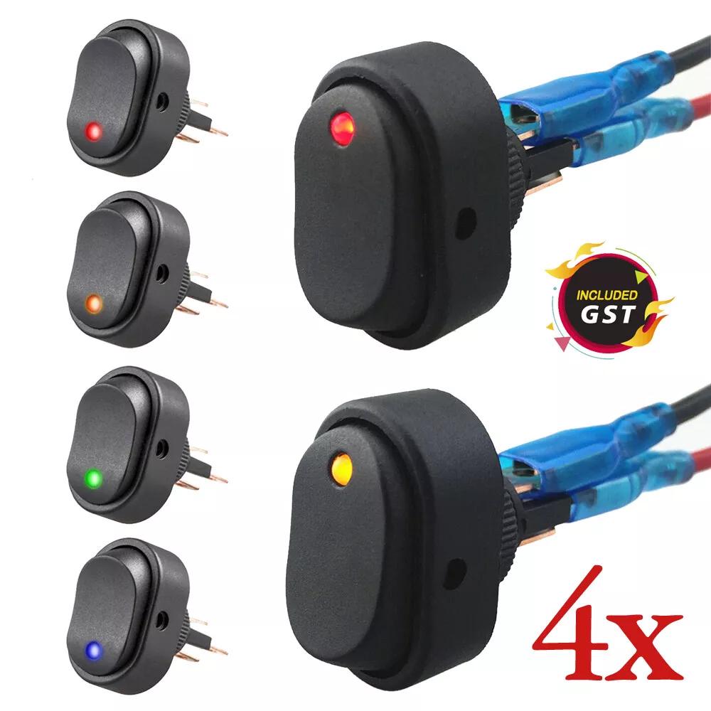 4x 12V 30A Heavy Duty Red LED OFF/ON Rocker Toggle Switch Car Motor Boat Marine