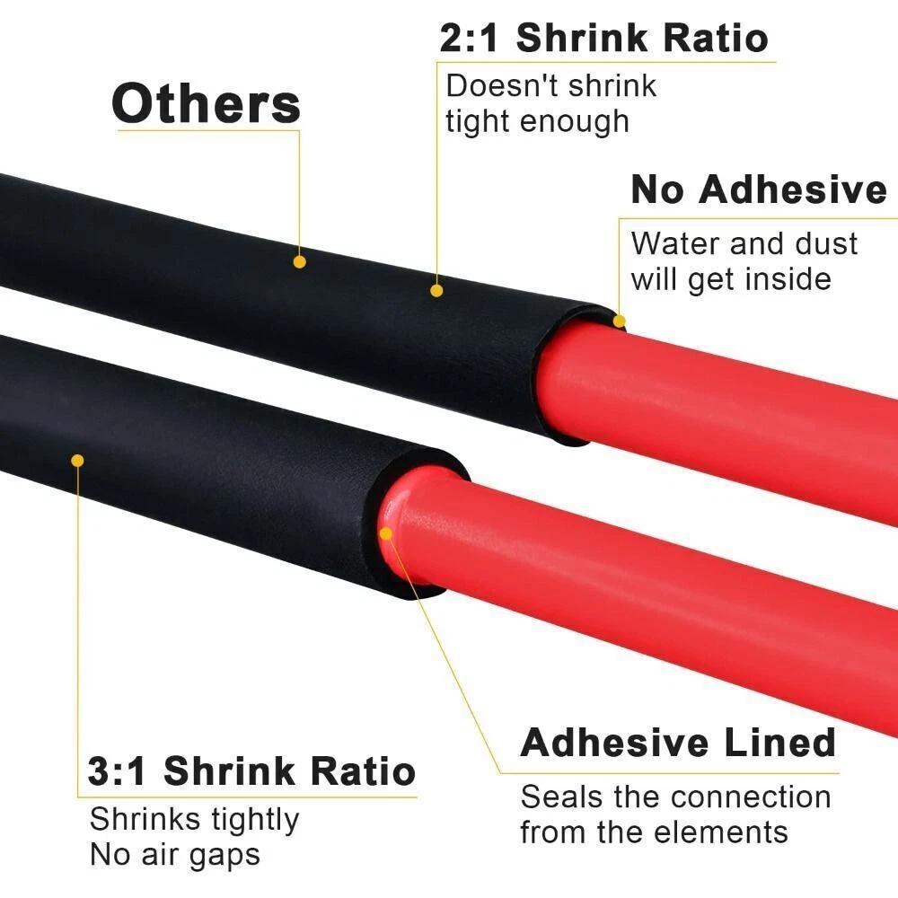 500Pcs 3:1 Ratio Tubing Glue Tube Heat Shrink Tubing Adhesive Lined Shrink Wrap - Image 2