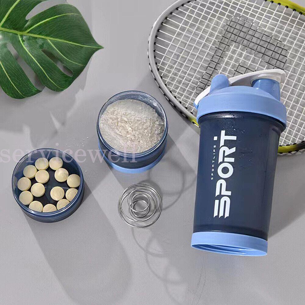 500ml 3 tier Milkshake Sport Pill Water bottle Powder Protein Shaker Drink Cup - Image 3