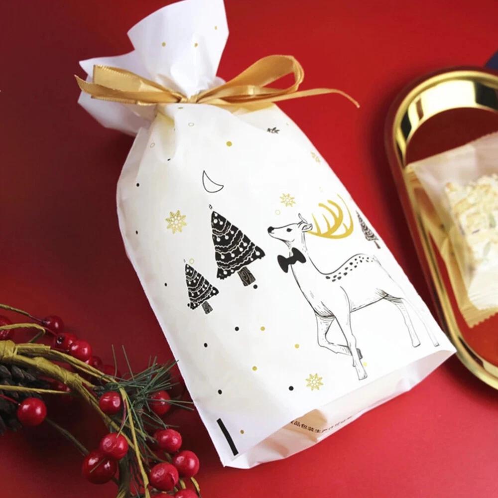 Christmas Candy Treat Bags Gift Wrapping Bag Xmas Party Drawstring Packing - Image 4
