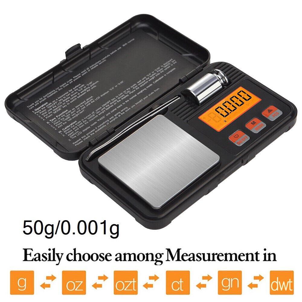 DIGITAL POCKET SCALES JEWELLERY PRECISION ELECTRONIC WEIGHT 50g/0.001g 200g/0.01 - Image 3