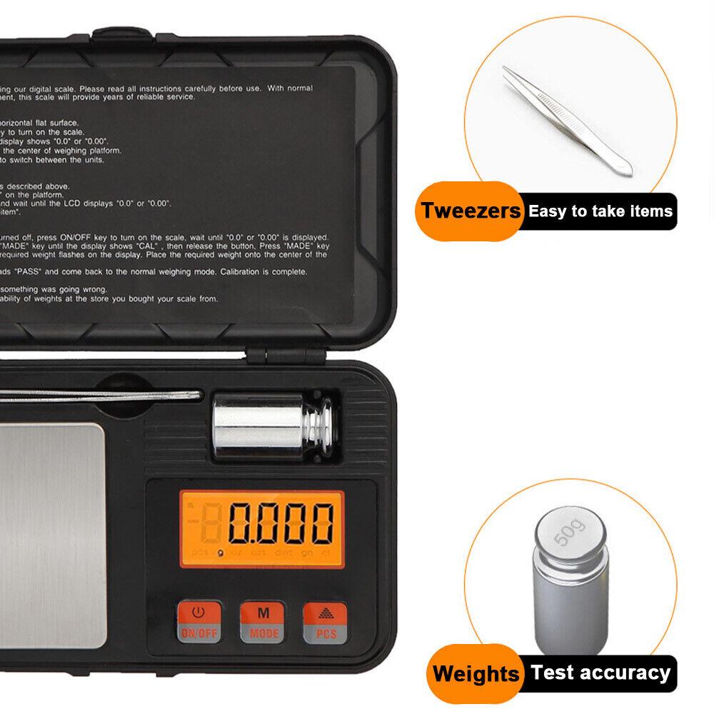 DIGITAL POCKET SCALES JEWELLERY PRECISION ELECTRONIC WEIGHT 50g/0.001g 200g/0.01 - Image 2