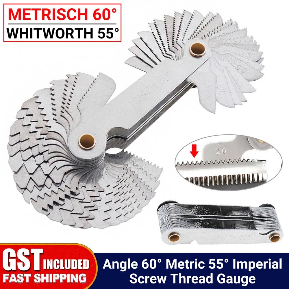52 Blades Screw Thread Gauge Angle 60° Metric 55° Imperial Tap Pitch Inspection