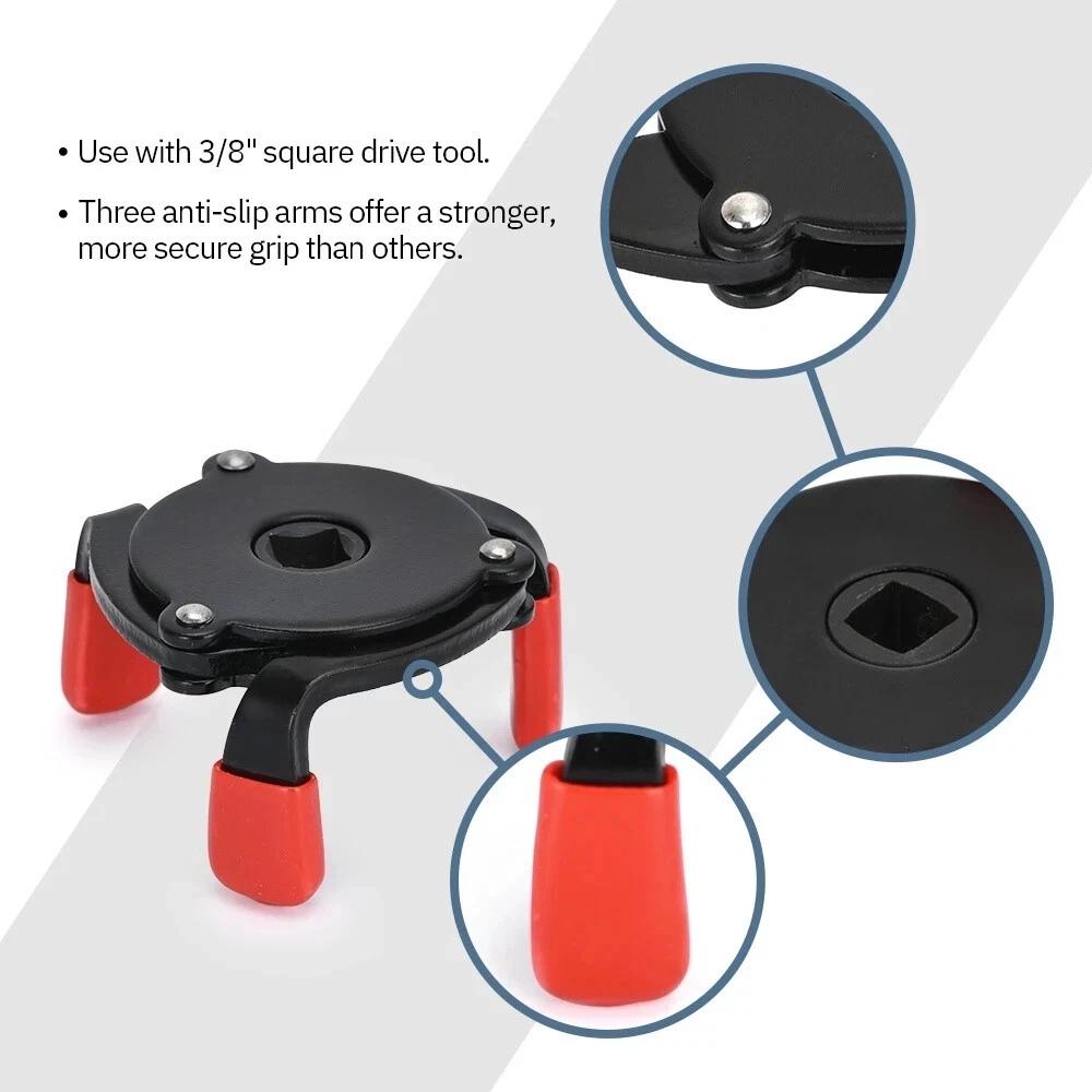 58-100mm Oil Filter Wrench 3Jaw Adjustable Car Oil Filter Removal Tool Non-slip - Image 5