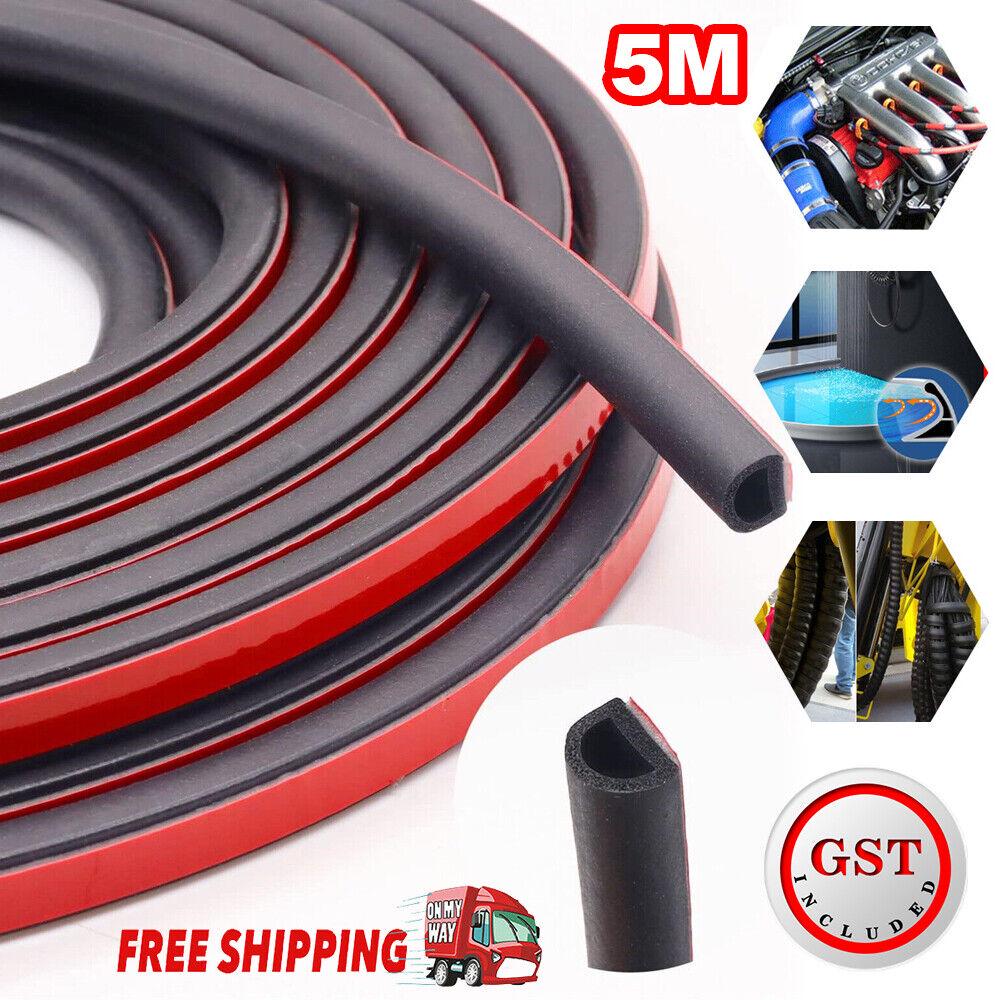 5M D-Shape Rubber Car Door Seal Strip Hollow Edge Guard Weatherstrip Universal