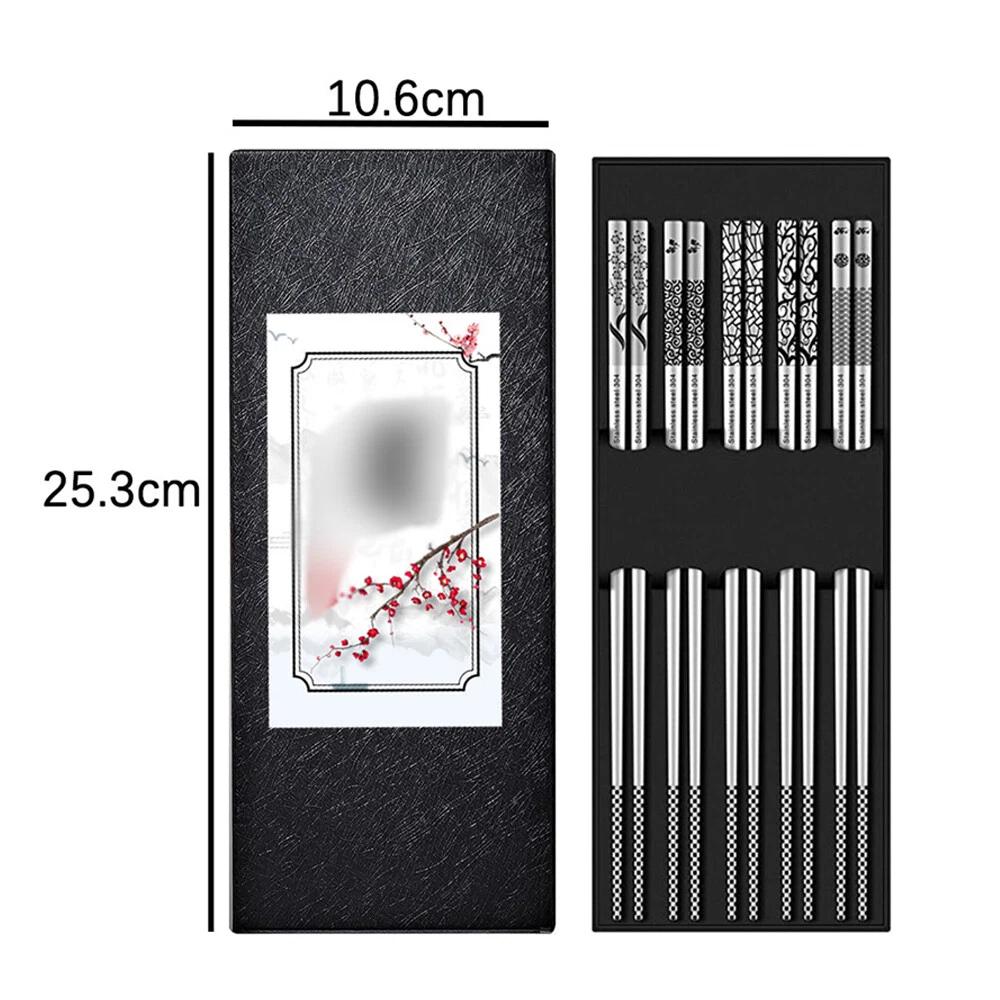 5Pairs of Metal Chopsticks Reusable Dishwasher Safe Carving Non-Slip Cutlery AU - Image 3