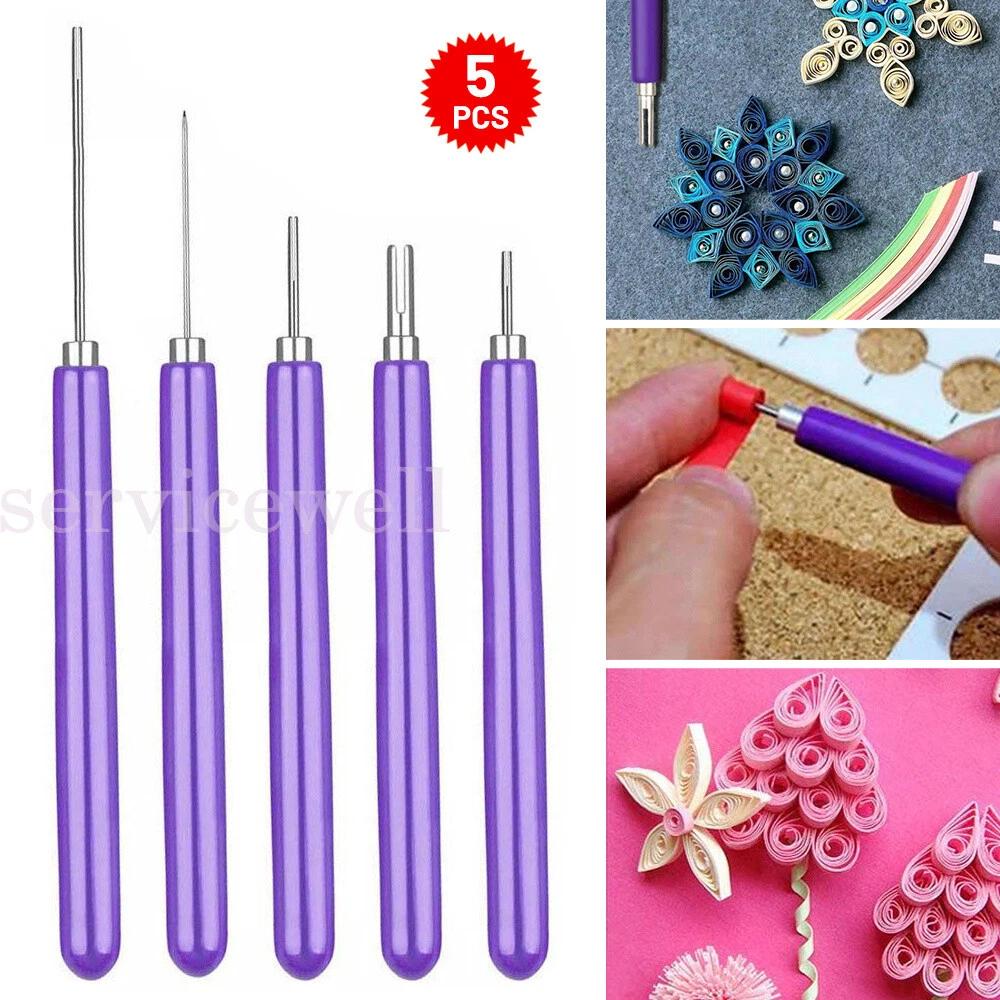 5Pc Slotted Paper Quilling Winder Roll DIY Origami Craft Tool Pen Handicraft Set