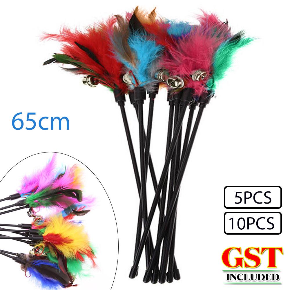 Cat Feather Wand Toy Teaser Chaser Kitten Pet Bell Beads Play Funny Cute