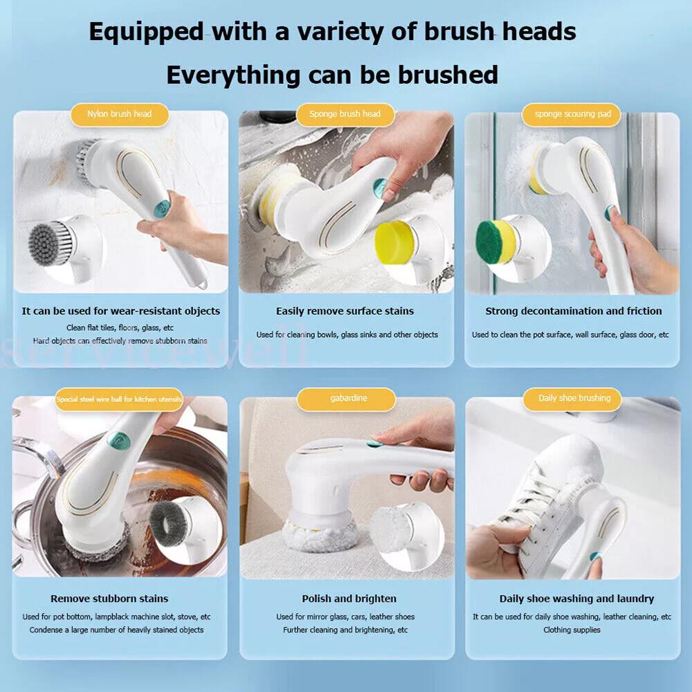 5 In 1 Handheld Electric Cleaning Brush Power Scrubber Cordless USB Rechargeable - Image 3